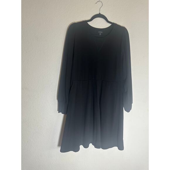 Torrid Women's Black Long Sleeve Fit & Flare Dress Soft Stretchy Casual Chic - Picture 9 of 13